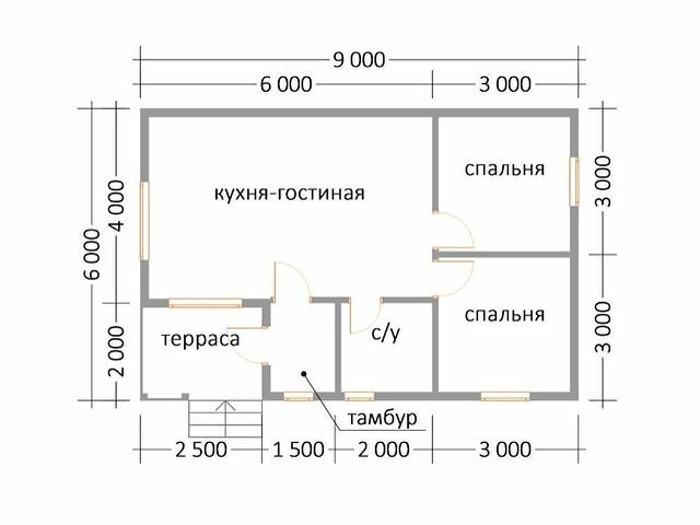 Одноэтажный дом с двумя спальнями за миллион